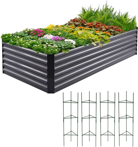 Outsunny Galvanized Raised Garden Bed, Metal 